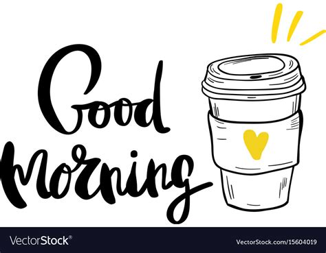 Postcard Good Morning Coffee Calligraphy Vector Image