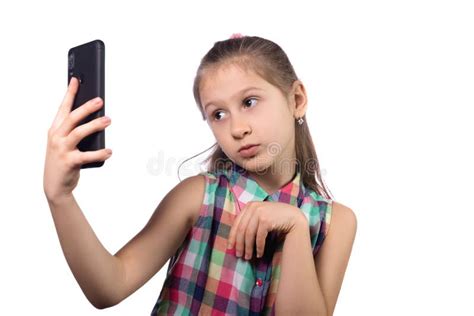 Cute Little Girl Taking A Selfie On Her Phone Stock Photo Image Of