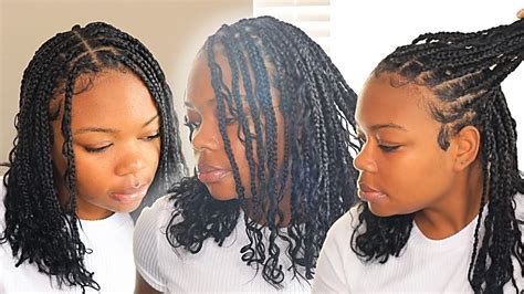 How To Do Boho Knotless Bob Braids On Short Natural Hair With Human