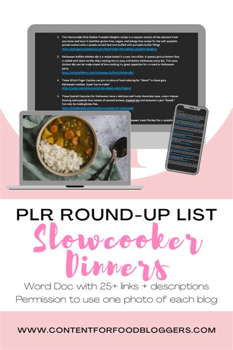 PLR Round Up Lists 25 Slowcooker Dinner Recipes