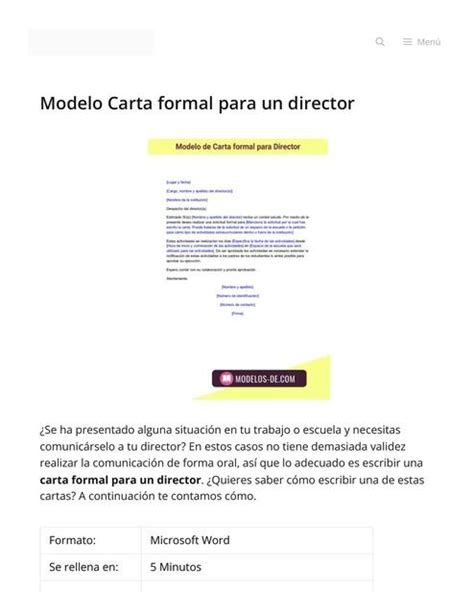 Modelo Carta Formal Para Un Director Udocz