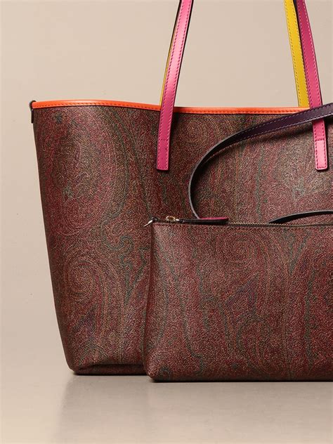 Etro Shoulder Bag In Paisley Leather Handbag Etro Women Multicolor
