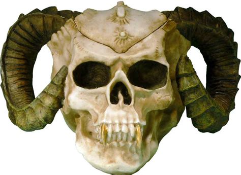 Human Skull Voodoo Skeleton Evil Demon Devil Ram Horn Vampire Ashtray