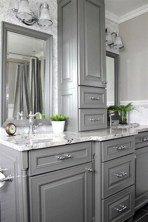 D bath vanity in gray with porcelain vanity top in white with white basin. 26 Ideas for Beautiful Gray Bathrooms | Bathrooms ...