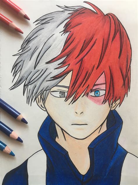 Todoroki Art Redraw Im Learning To Use Coloured Pencils Feel Free