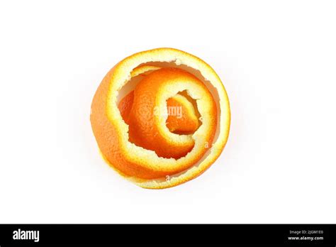 Spiral Orange Skin Peel Isolated On White Background Stock Photo Alamy