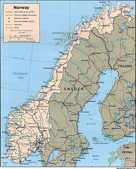 Large Detailed Political And Administrative Map Of Norway