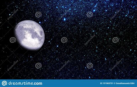 Moon In Starry Night Sky Stock Image Image Of Clusters 151969751