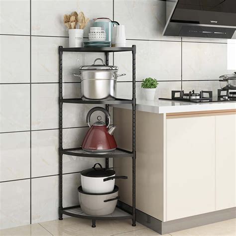 2345 Tier Metal Corner Shelf Stand Display Shelves Adjustable Height