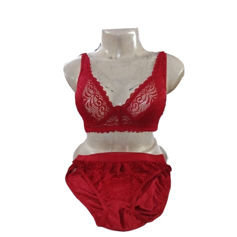 hosiery t shirt ladies lace bra panty set red size 32c at rs 110 set in new delhi