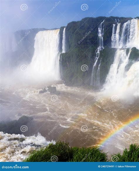 Waterfall Cataratas Del Iguazu On Iguazu River Brazil Stock Image
