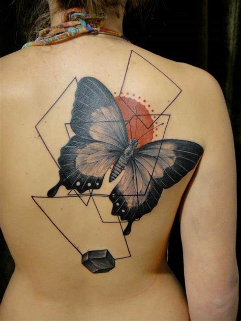 Tattoo Artist Xoil Combines A Butterfly With Graphic Designs To Create