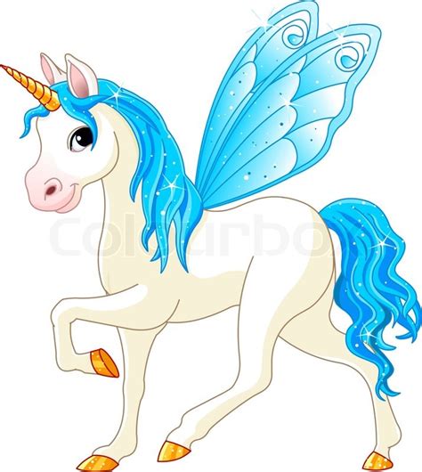 Blue Cute Winged Horse Of Fairy Tail Stock Vector Colourbox