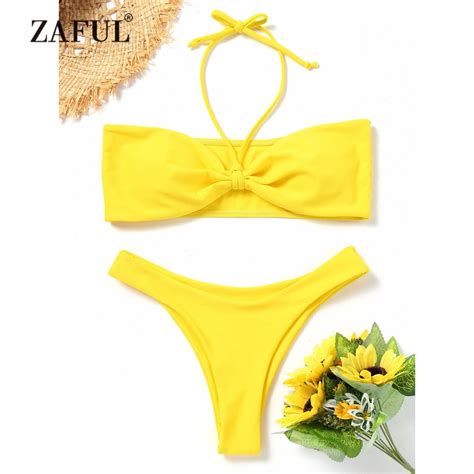 Zaful Bikini New Women Strapless Padded Bandeau Bikini Set Swimwear