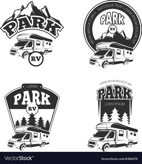 Rv And Campers Emblems Labels Badges Royalty Free Vector