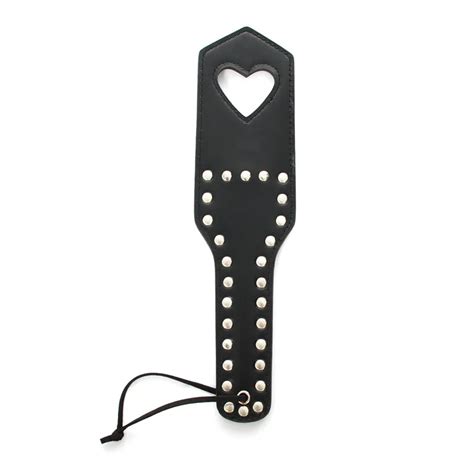 heart shaped spanking paddle sex flirt racket sexy games toy leather black bondage flog whip