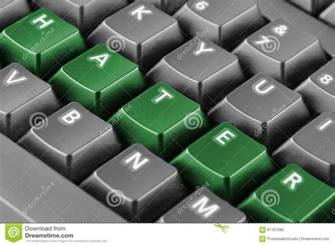 Word Hater Written With Green Keyboard Buttons Stock Photo Image Of