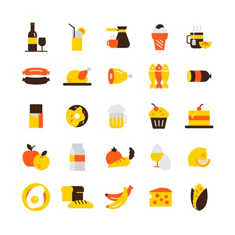 Food Icons Set 467616 Vector Art At Vecteezy