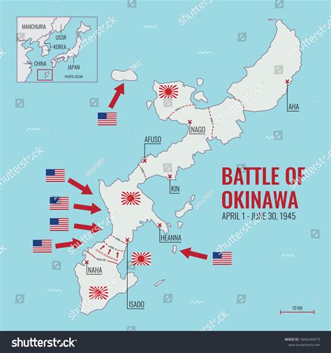 Map Of Battle Of Okinawa During World War Ii Royalty Free Stock Vector 1844244073