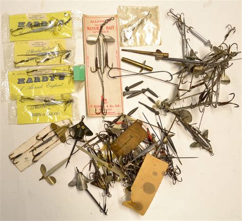 Mullock S Auctions Lures Assorted Hardy Bros Bait Mounts Together With