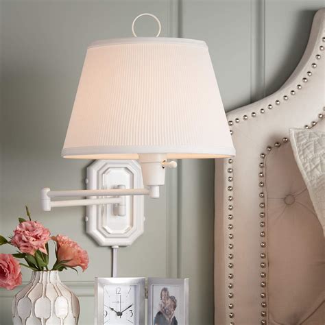 Amelie White Swing Arm Plug In Wall Lamp By Barnes And Ivy 34203
