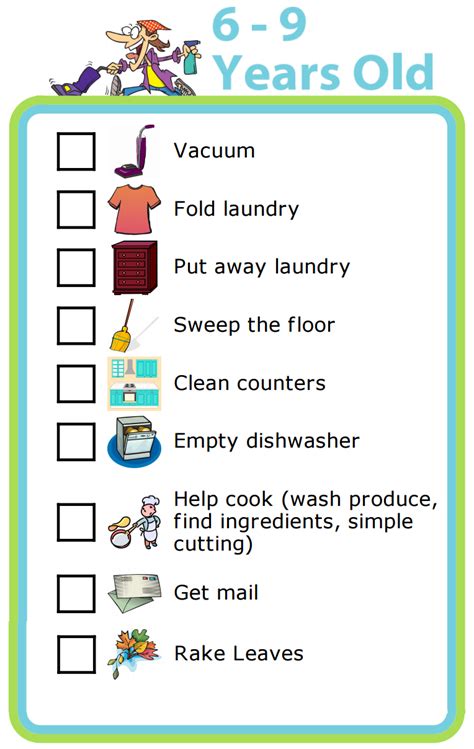 Chore Chart Picture Lists Edit Print Go Mobile Age Appropriate