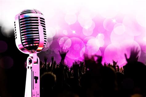 Live Music Background Vintage Microphone And Public Ad Background