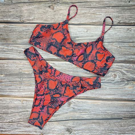 Sexy Bikini Swimwear Women Leopard Serpentine Print Bikinis Two Piece