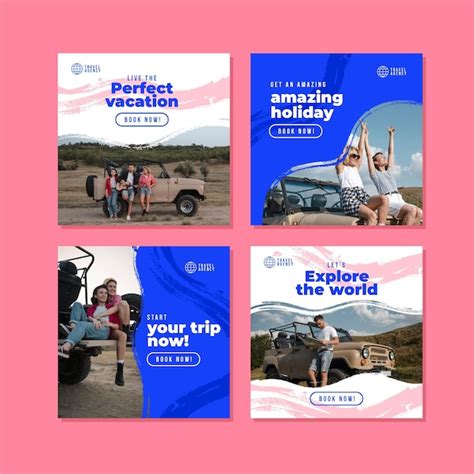 Free Vector Travel Instagram Post Collection Template