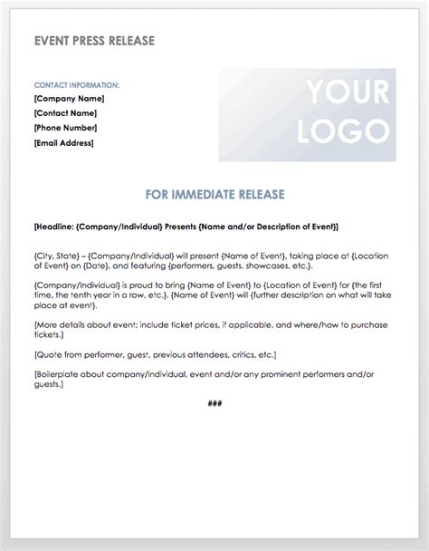 Free Press Release Templates