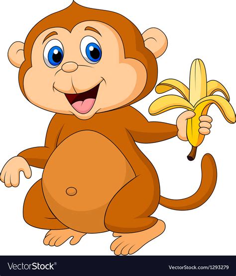 Cute Monkey Cartoon Eating Banana Royalty Free Vector Image
