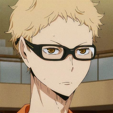 Tsukishima's gaze cut to the other two occupants of the lobby. Haikyuu - Tsukishima icon en 2020