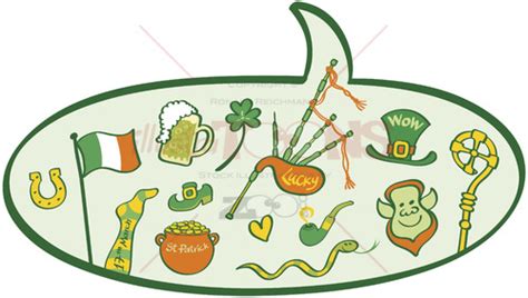 Saint patrick's day started as a religious feast to celebrate the work of saint patrick, but it has grown to be an international festival celebrating all things irish. Speech balloon full of Saint Patrick's Day symbols ...
