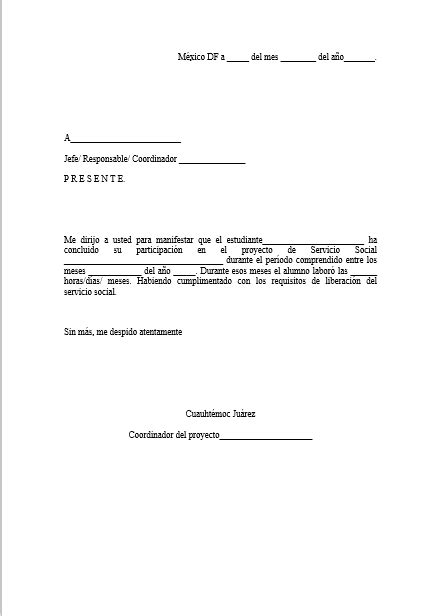Carta De Liberación 【 Ejemplos Y Formatos 】word Pdf