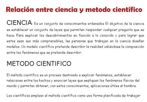 Relación Entre Ciencia Y Método Científico Método Científico