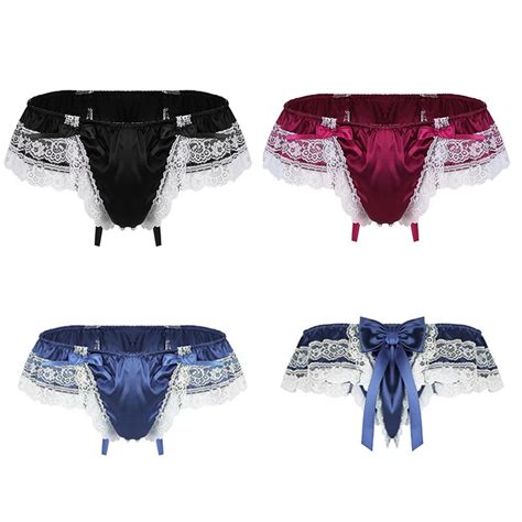 Gay Men Lace Thong Sissy Panties G String Sexy U Convex Underwear