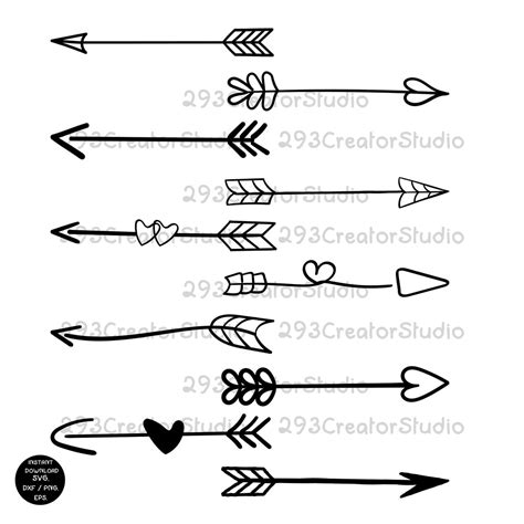 Arrow Svg Bundle Heart Svg Bow Svg Arrow Cricut File Tribal Etsy