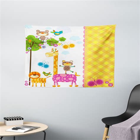 Nursery Tapestry Baby Kids Design Butterflies Trees Animals Blossoms