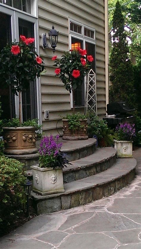 Yorkstone, portland stone, bullnose steps and stone slab steps are often requested by our london clients. Pretty exterior entrance … | Patio stairs, Patio steps ...