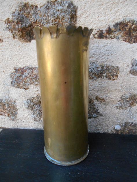 Ww1 Trench Art Brass Vase 75 De C Artillery Shell Casing Etsy