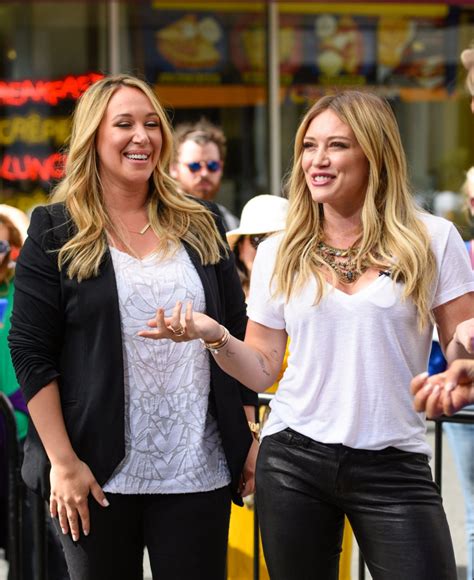Hilary And Haylie Duff At Extra In Universal City August 2015