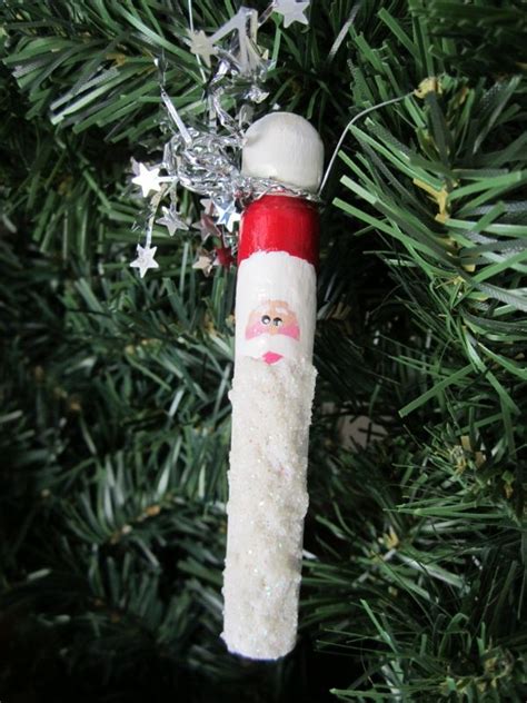 Wooden Clothespin Painted Santa Ornament Christmas Crafts Christmas Clothespins Handmade