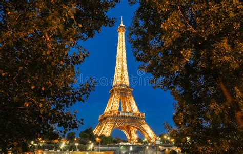 The Eiffel Tower Tour Eiffel Illuminated At Night Paris France