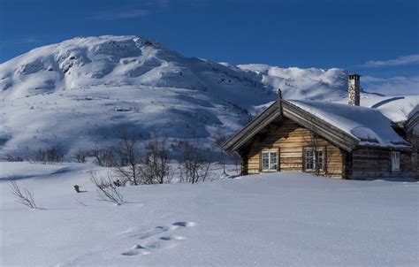 Wallpaper Winter Snow Hills Norway House Images For Desktop