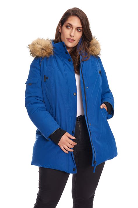 Alpine North Womens Vegan Down Parka With Faux Fur Hood Plus Size