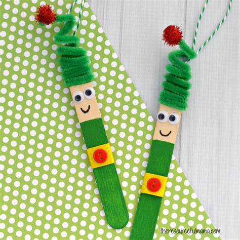 Craft Stick Elf Ornament The Resourceful Mama