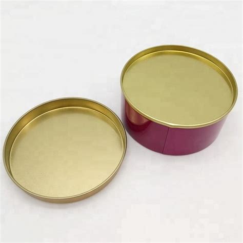 Premium Gold Glossy Round Food Tin Box Promotional T Metal Tin