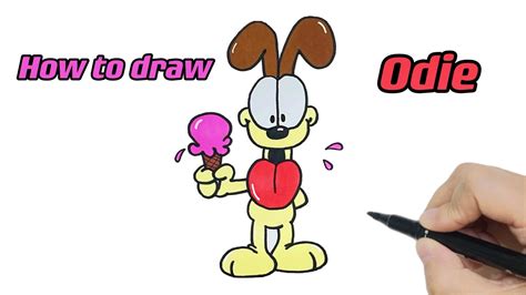 How To Draw Odie With Colorful Markers Step By Step Garfield Easy