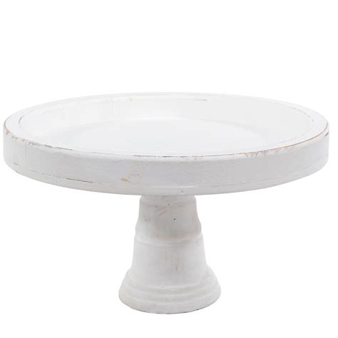 Rustic Wood Pedestal Cake Stand 7 White
