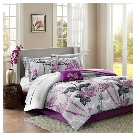 Kendall 9 Piece Comforter Set Purple California King Comforters